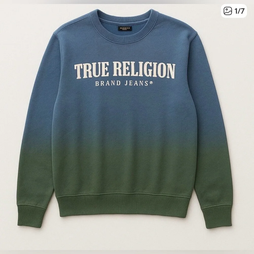 True‎ Religion Federal Blue Ombré Sweatshirt , size XL
